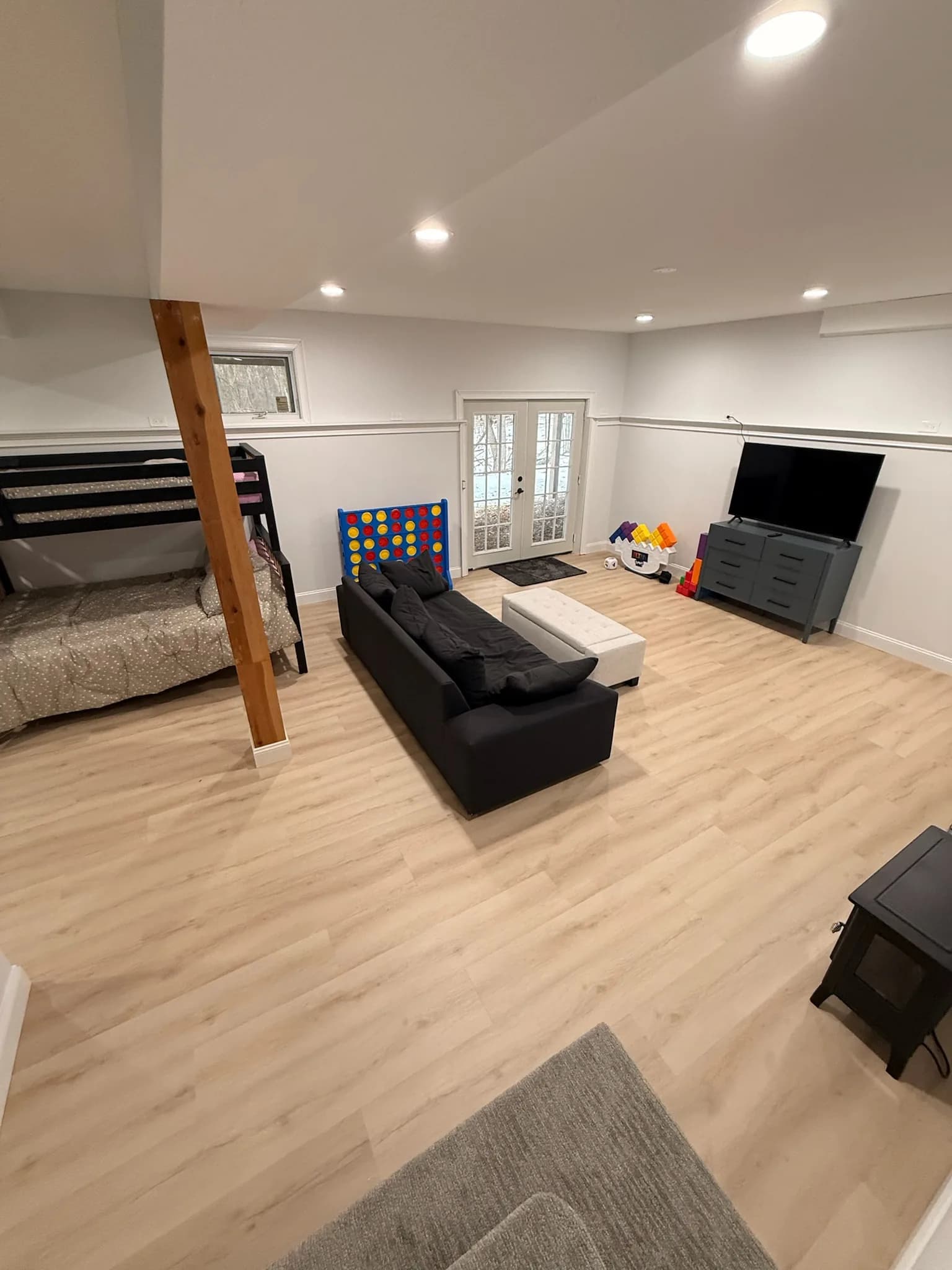 The Hideout basement with games